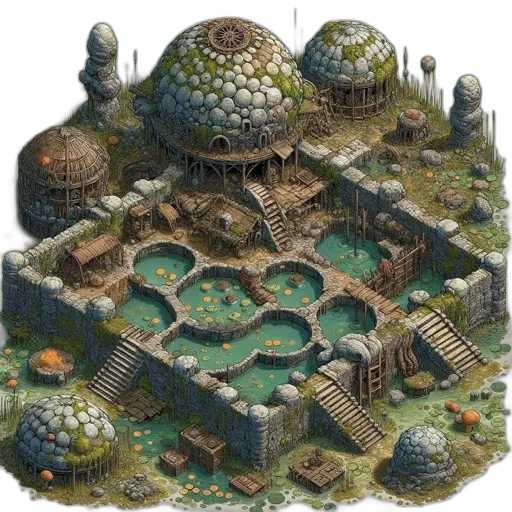 building, concept art, 3d render, fantasy art transparent PNG cut-out