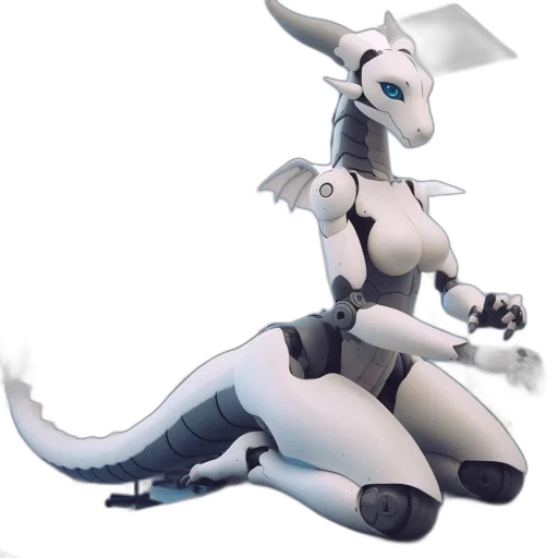 robot, dragon, staff, creature transparent PNG cut-out