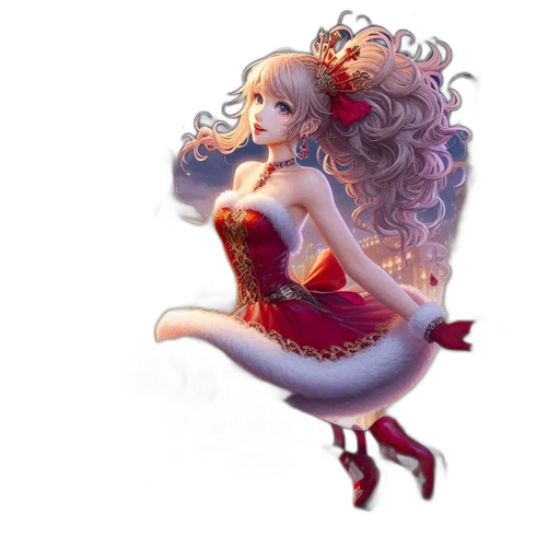 dress, crown, staff, fantasy art transparent PNG cut-out