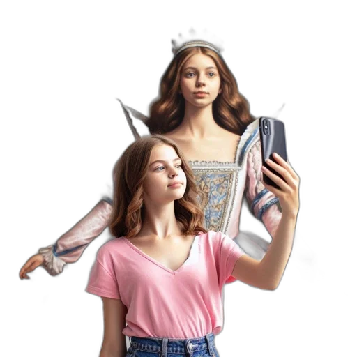 crown, dress, hair, robot transparent PNG cut-out