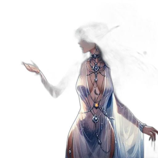 dress, staff, creature, concept art transparent PNG cut-out