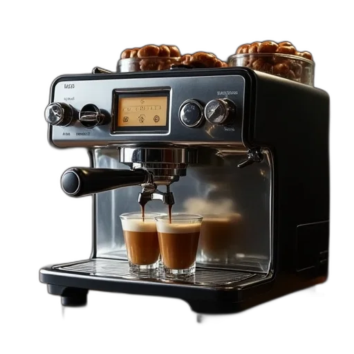 food, capuccino, machine, two transparent PNG cut-out