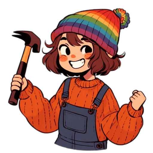 hat, staff, weapon, pixel art transparent PNG cut-out