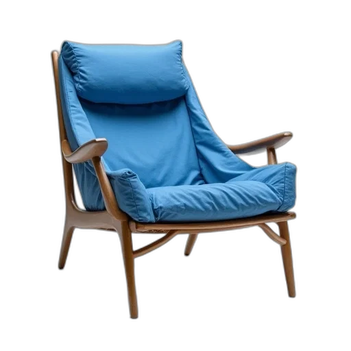 furniture, 3d render, photorealistic, blue transparent PNG cut-out