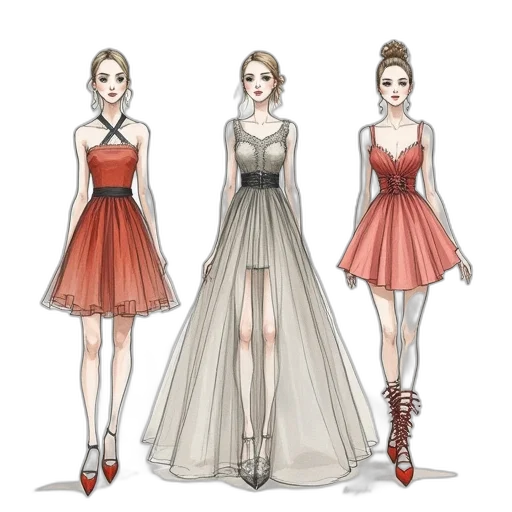 dress, concept art, cartoon, 3d render transparent PNG cut-out