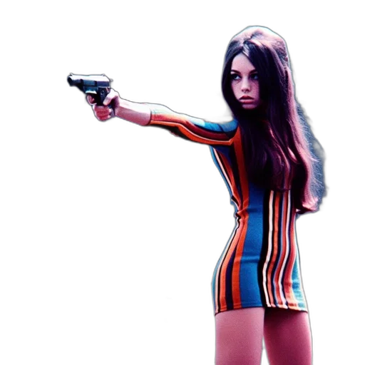 weapon, dress, hair, jacket transparent PNG cut-out