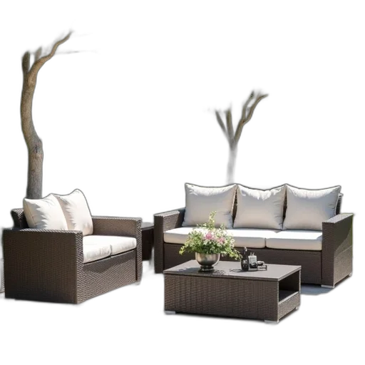 furniture, 3d render, photorealistic, earth tones transparent PNG cut-out