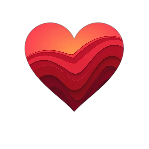 3d render, red, heart, wave transparent PNG cut-out