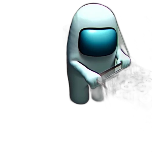 robot, staff, 3d render, pixel art transparent PNG cut-out