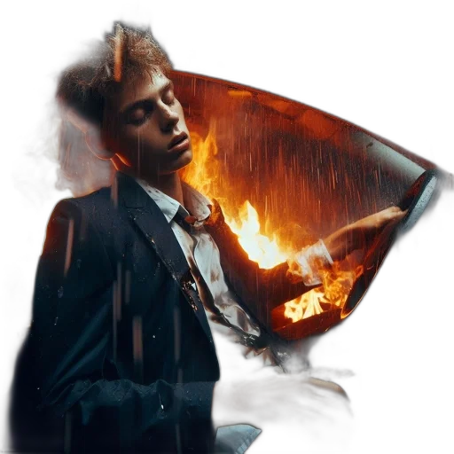 jacket, umbrella, staff, concept art transparent PNG cut-out