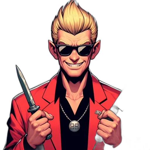 jacket, staff, comic book art, cartoon transparent PNG cut-out