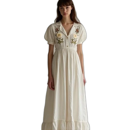 dress, soloist, embroidered, linen transparent PNG cut-out