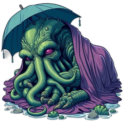 creature, umbrella, jacket, concept art transparent PNG cut-out