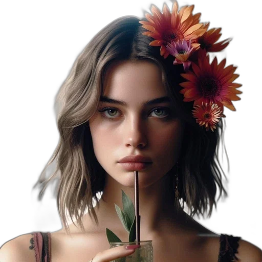 flower, face, crown, jewelry transparent PNG cut-out