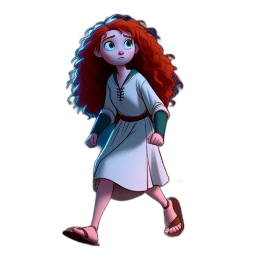 dress, creature, hair, staff transparent PNG cut-out