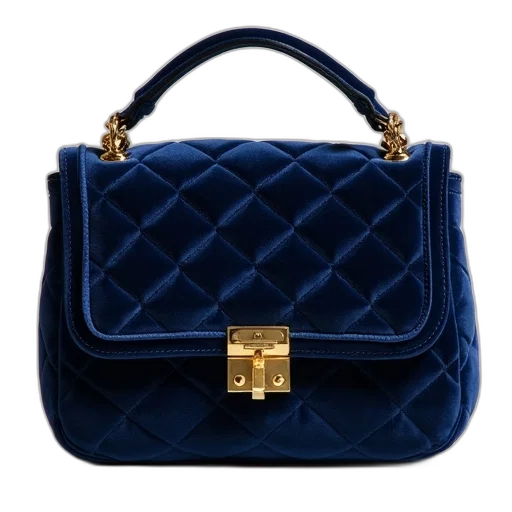 blue, quilted, mini, bag transparent PNG cut-out