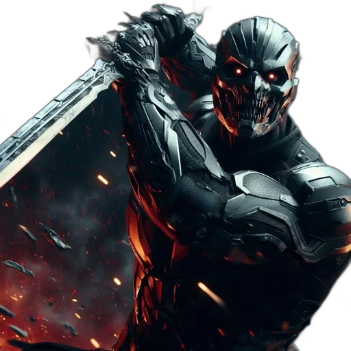 comic book art, concept art, fantasy art, cyborg transparent PNG cut-out
