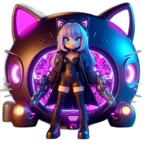 car, robot, cyberpunk, 3d render transparent PNG cut-out