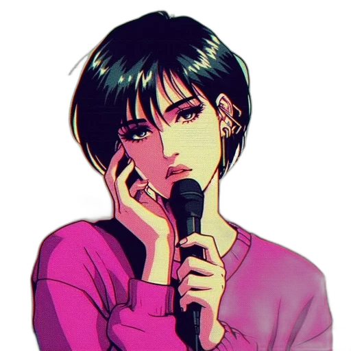 face, staff, vaporwave, cartoon transparent PNG cut-out