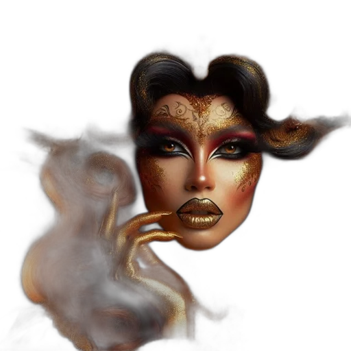 mask, hair, face, dragon transparent PNG cut-out