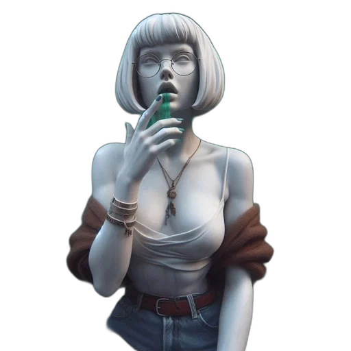 jacket, staff, face, robot transparent PNG cut-out