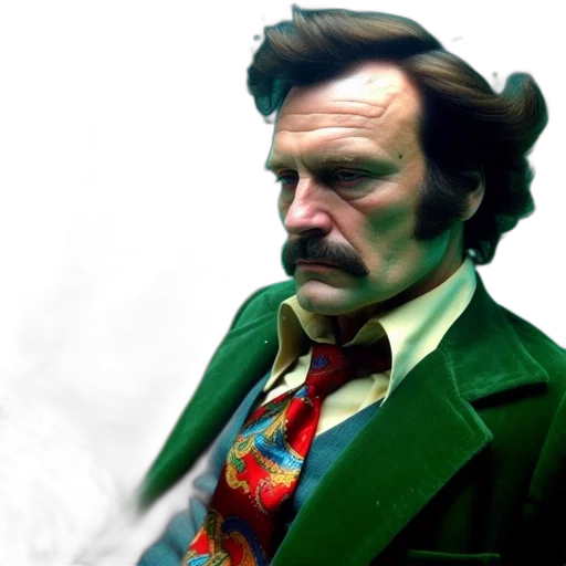 face, jacket, staff, comic book art transparent PNG cut-out