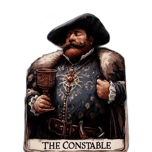 bottle, staff, jacket, crown transparent PNG cut-out