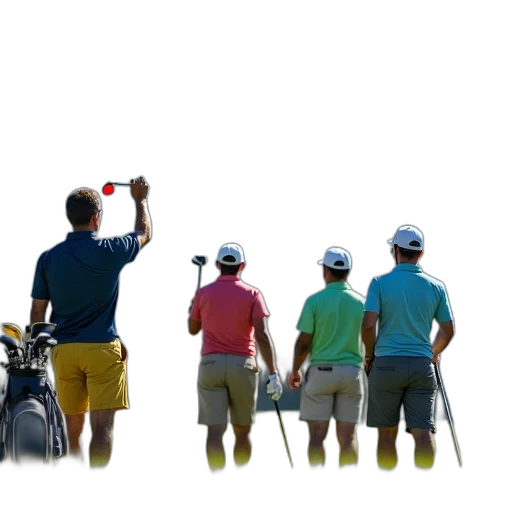 group, golfers, golf, course transparent PNG cut-out