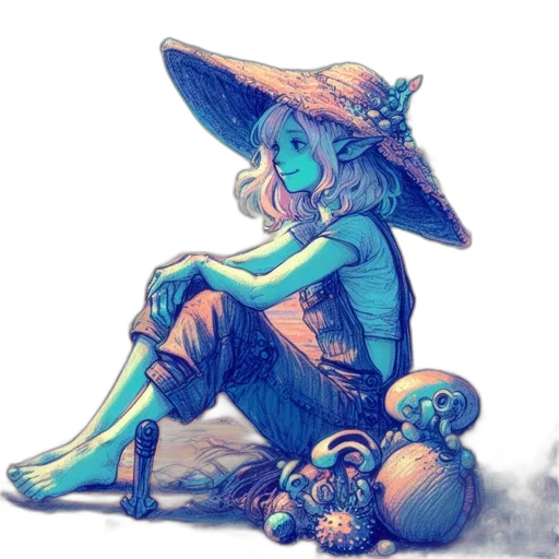 hat, mask, dress, staff transparent PNG cut-out