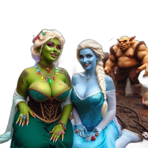 concept art, fantasy art, 3d render, two transparent PNG cut-out