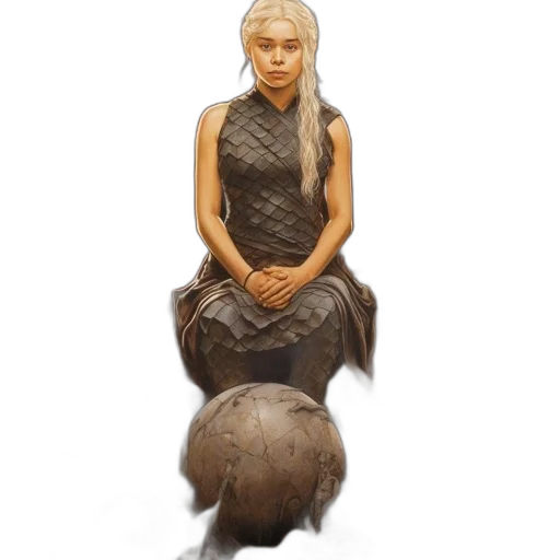 dragon, dress, face, staff transparent PNG cut-out