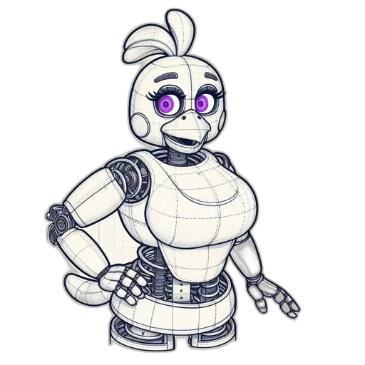 robot, cyberpunk, concept art, cartoon transparent PNG cut-out