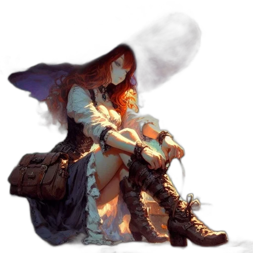 hat, jacket, staff, shoes transparent PNG cut-out