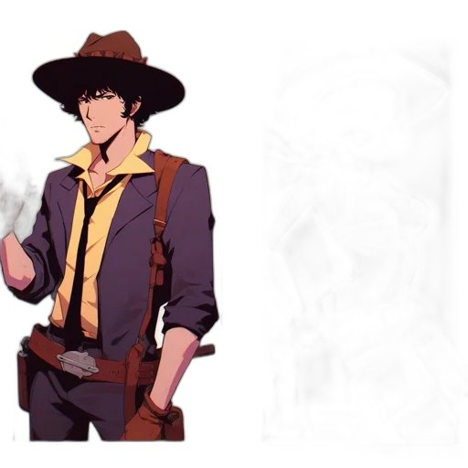 hat, jacket, staff, weapon transparent PNG cut-out
