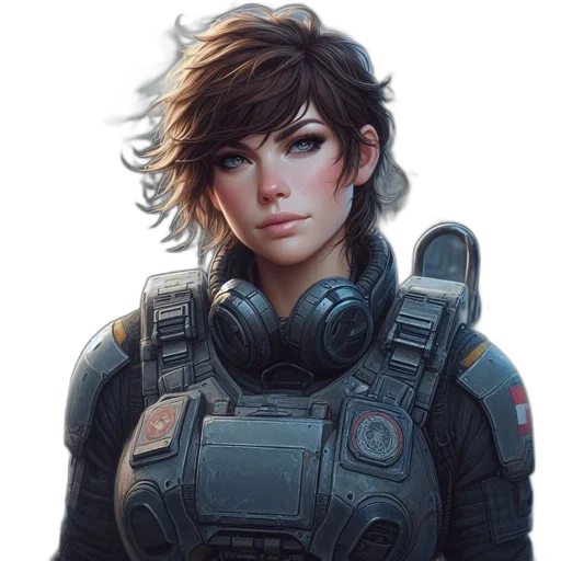 face, jacket, robot, weapon transparent PNG cut-out