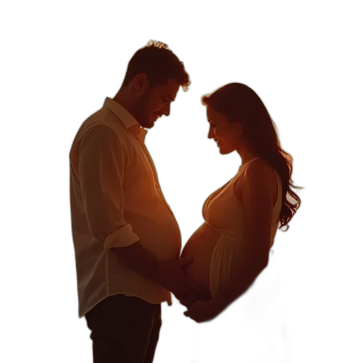 photorealistic, pregnant, couple, poses transparent PNG cut-out