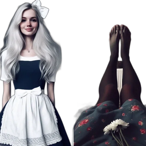 dress, hair, shoes, concept art transparent PNG cut-out