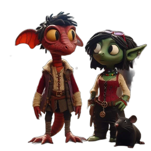 concept art, fantasy art, 3d render, two transparent PNG cut-out