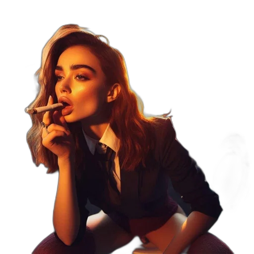 jacket, face, umbrella, photorealistic transparent PNG cut-out
