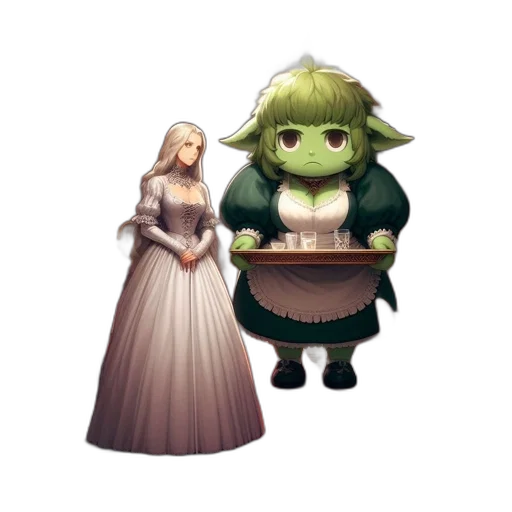 dress, staff, creature, concept art transparent PNG cut-out