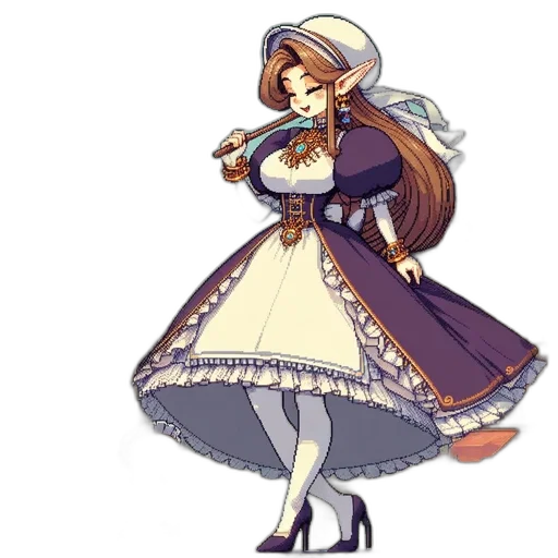 dress, staff, pixel art, concept art transparent PNG cut-out