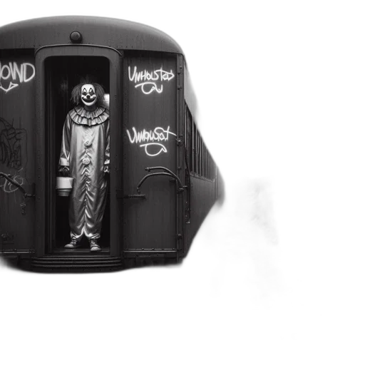 car, concept art, clown-costumed, figure transparent PNG cut-out