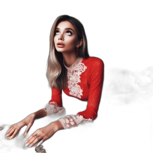 dress, hair, face, jewelry transparent PNG cut-out