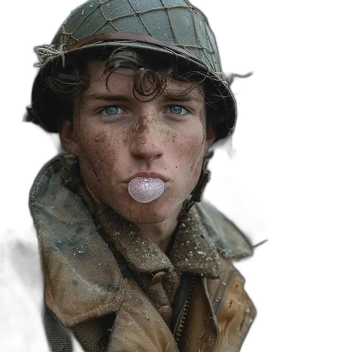 face, weapon, hat, jacket transparent PNG cut-out
