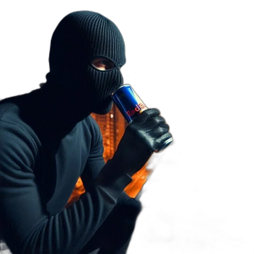mask, jacket, bottle, face transparent PNG cut-out