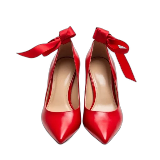 shoes, 3d render, red, pair transparent PNG cut-out