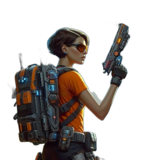 weapon, staff, jacket, robot transparent PNG cut-out