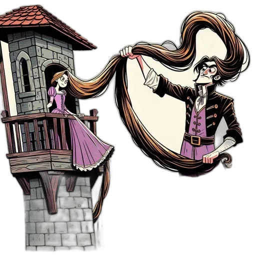 hair, staff, dress, concept art transparent PNG cut-out
