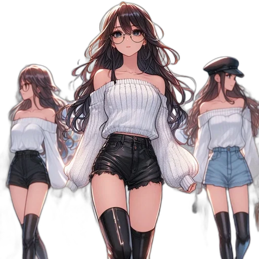 dress, jacket, staff, anime transparent PNG cut-out