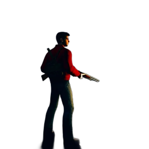 jacket, staff, robot, weapon transparent PNG cut-out